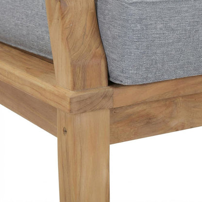 Teak Outdoor Left-Facing Sofa With Cushions And Armrests