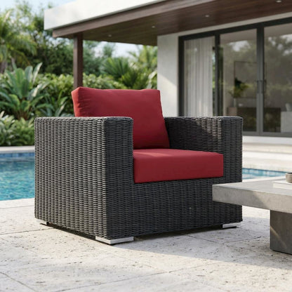 Outdoor Fabric Patio Armchair with Cushions and Sturdy Frame for Outdoor Seating