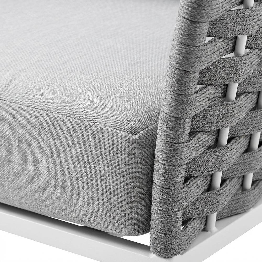 Aluminum Outdoor Patio Armchair With Cushioned Seat And Armrests
