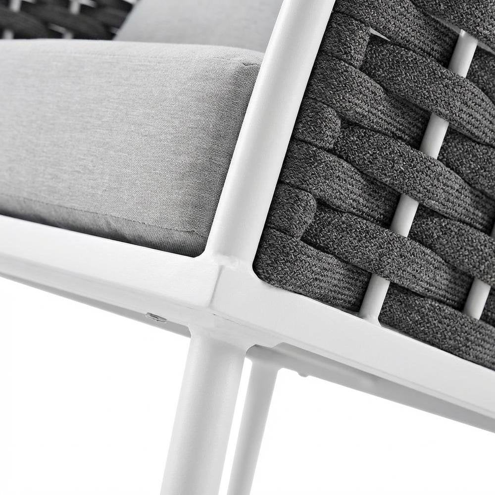 Aluminum Outdoor Patio Armchair With Cushioned Seat And Armrests