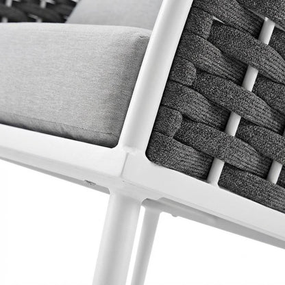 Aluminum Outdoor Patio Armchair With Cushioned Seat And Armrests