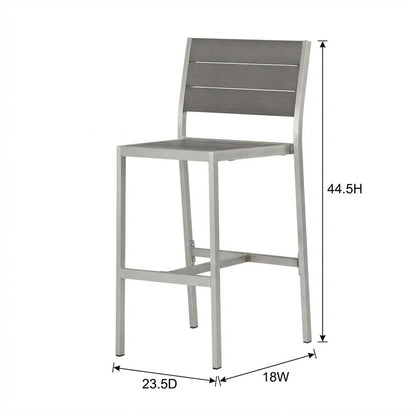 Outdoor Patio Aluminum Armless Bar Stool Set Of 2 With Durable Frame