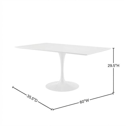 Wood Rectangle Dining Table with Sturdy Base and 60-Inch Length