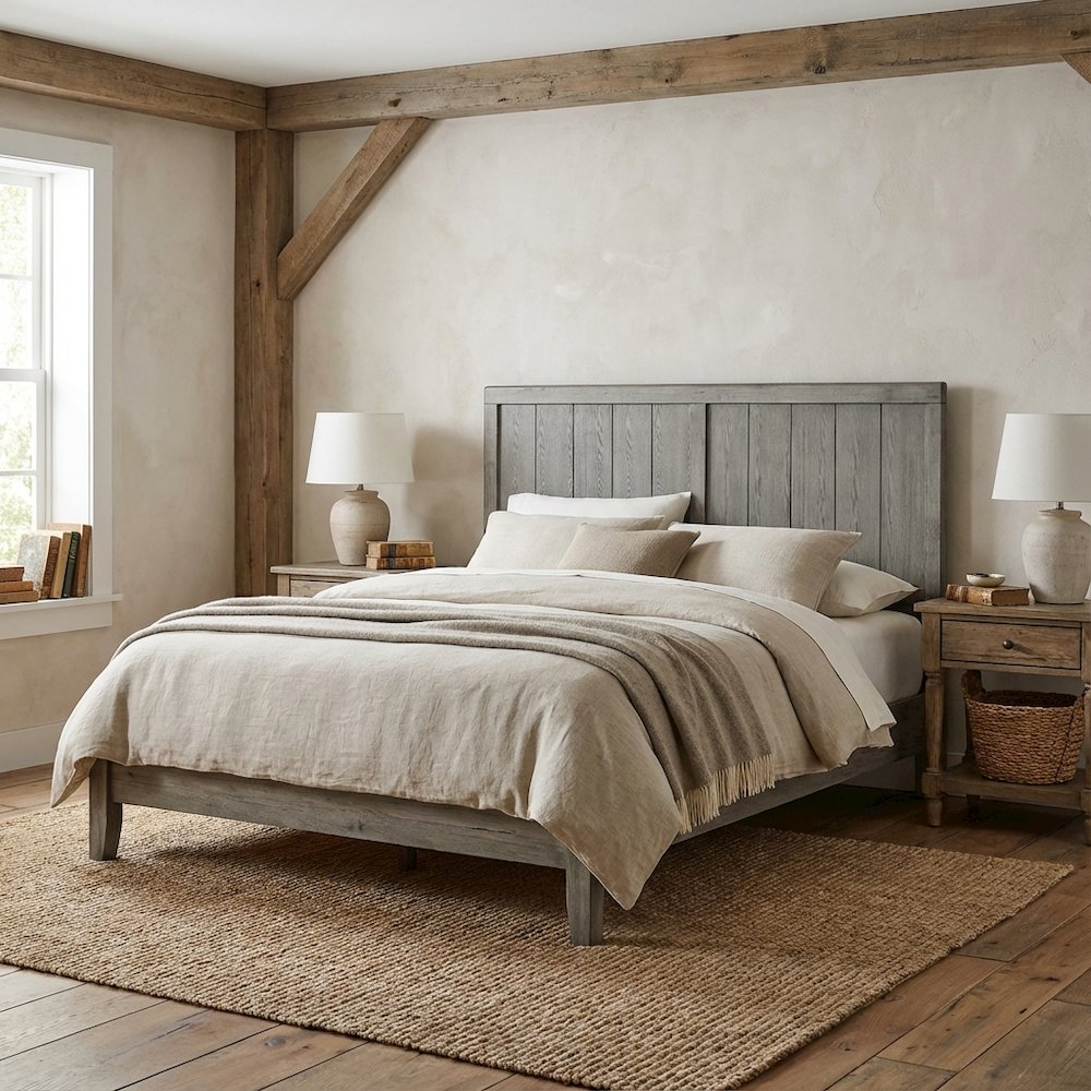 Wood King Headboard with Sturdy Construction and Classic Design for Bedroom