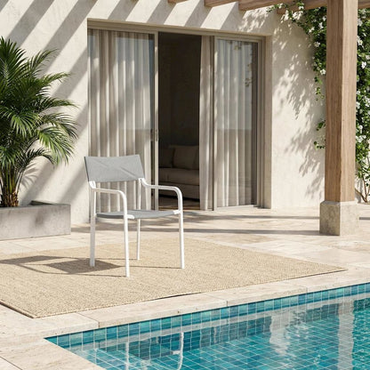 Stackable Outdoor Aluminum Dining Armchair With Armrests For Patio Lounge