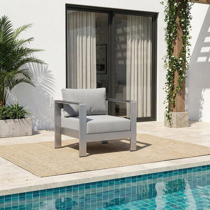 Aluminum Fabric Outdoor Patio Armchair With Cushioned Seating