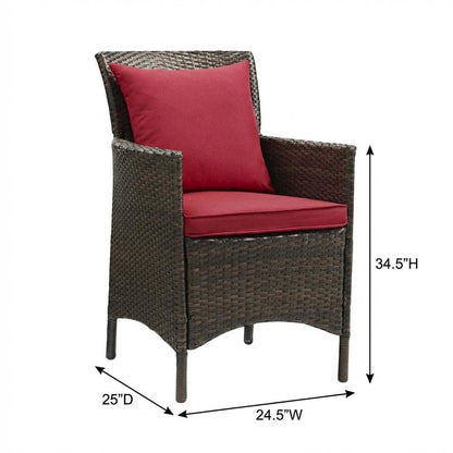 Outdoor Patio Wicker Rattan Lounge Armchair With Armrests And Cushioned Seat