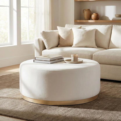 Velvet Ottoman with Upholstered Surface for Outdoor Living Space