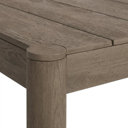 Gray Outdoor Teak Wood Dining Table with Spacious Surface