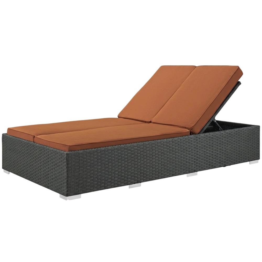 Outdoor Patio Double Chaise With Cushioned Backrest And Durable Frame
