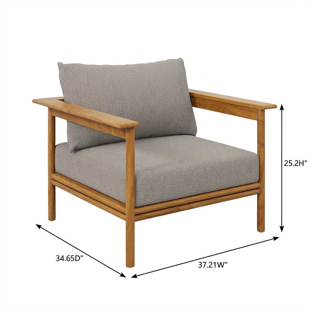 Teak Wood Outdoor Patio Armchair for Garden and Porch Relaxation