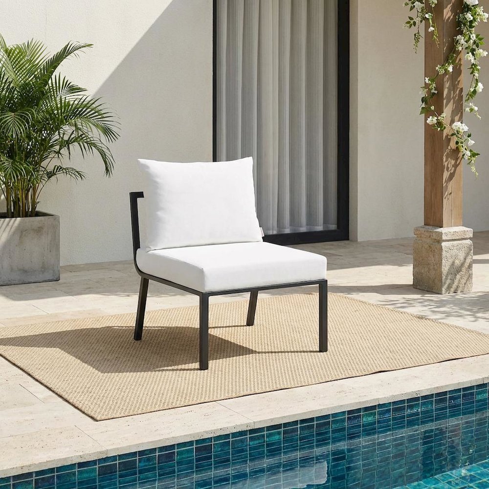 Outdoor Patio Aluminum Armless Lounge Chair With Cushioned Seat And Backrest