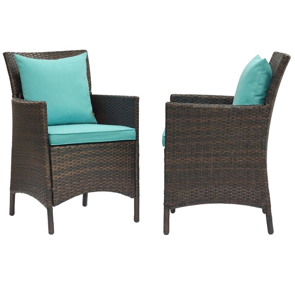 Set Of 2 Outdoor Wicker Dining Armchairs With Comfortable Armrests