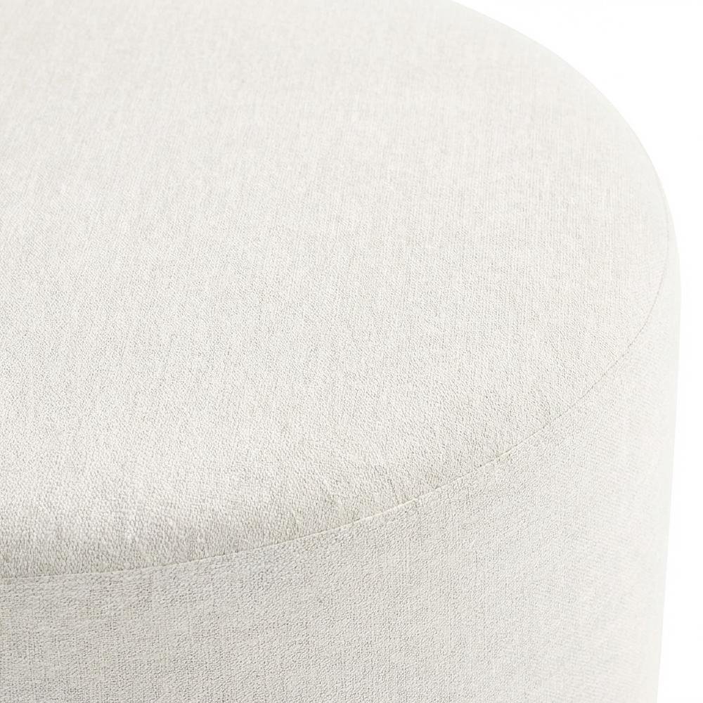 Round Heathered Fabric Upholstered Ottoman for Outdoor Spaces