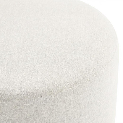 Round Heathered Fabric Upholstered Ottoman for Outdoor Spaces