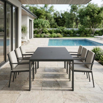 Outdoor Rectangular Table With Aluminum Frame For Patio Dining