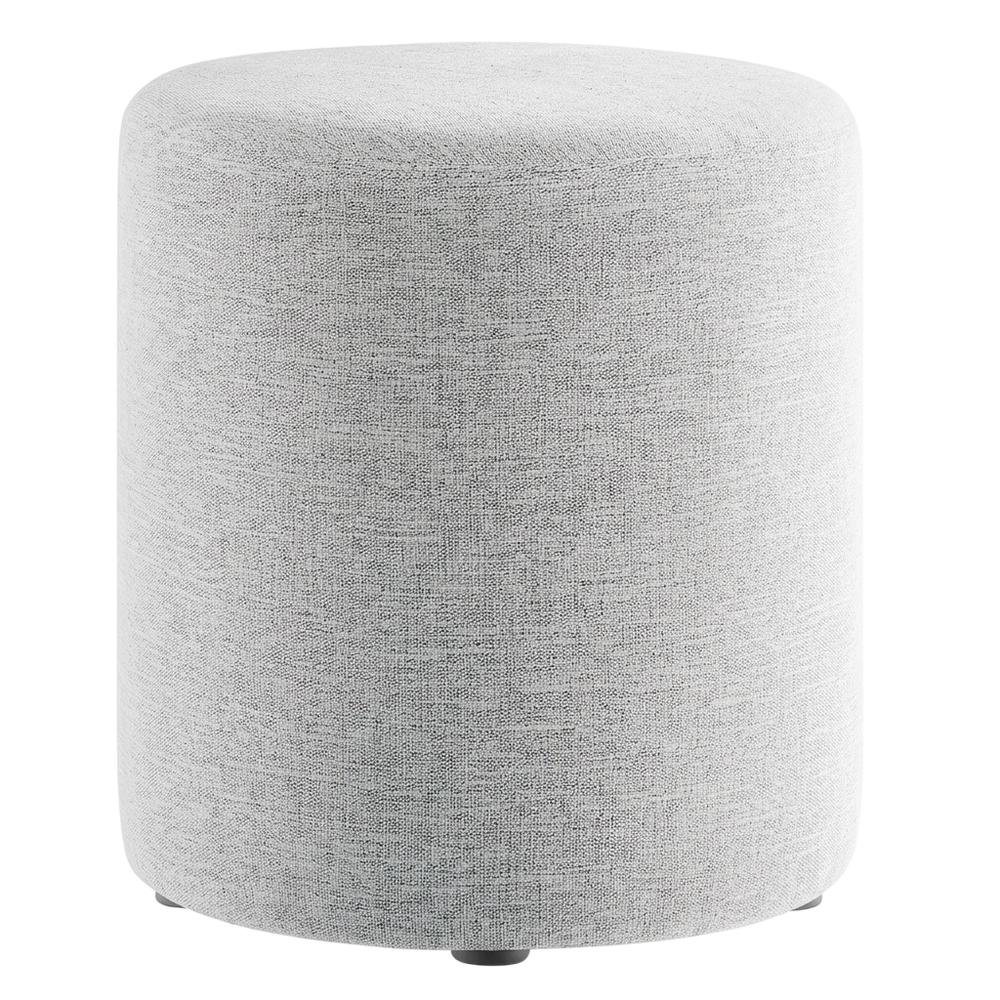 16" Round Heathered Fabric Upholstered Ottoman for Outdoor Living