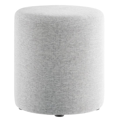 16" Round Heathered Fabric Upholstered Ottoman for Outdoor Living