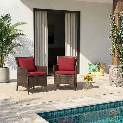 Outdoor Patio Wicker Rattan Dining Armchair Set Of 2 With Armrests