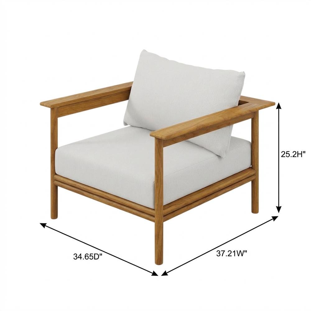Set of 2 Outdoor Teak Wood Armchairs for Patio Lounge Comfort