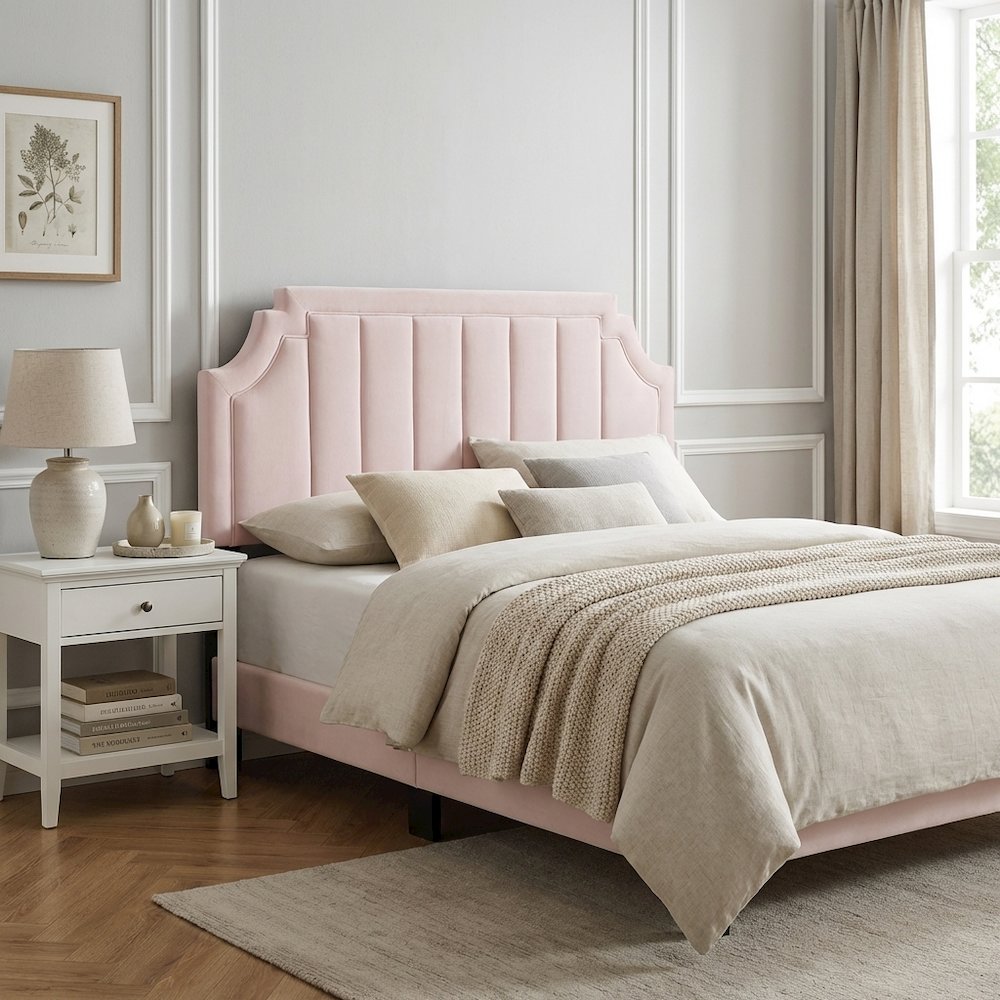 Channel Tufted Velvet Full/Queen Headboard with Performance Fabric Upholstery