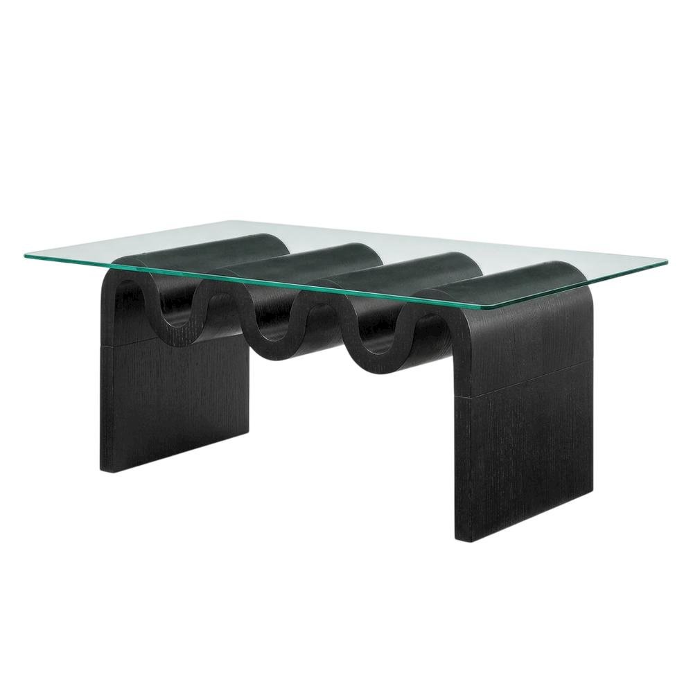 Rectangular Glass Top Coffee Table with Modern Design for Living Room