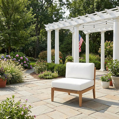 Teak Wood Outdoor Lounge Chair With Back And Seat Cushions
