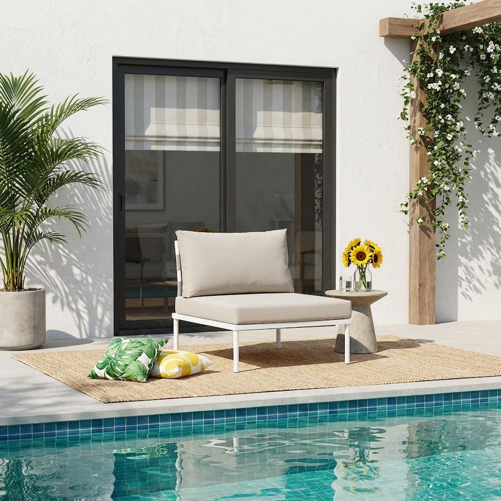 Outdoor Patio Aluminum Armless Lounge Chair With Lightweight Design