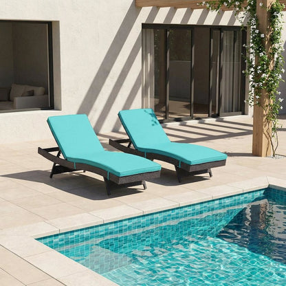 Outdoor Patio Chaise Set Of 2 With Cushioned Lounge Chairs For Garden, Backyard
