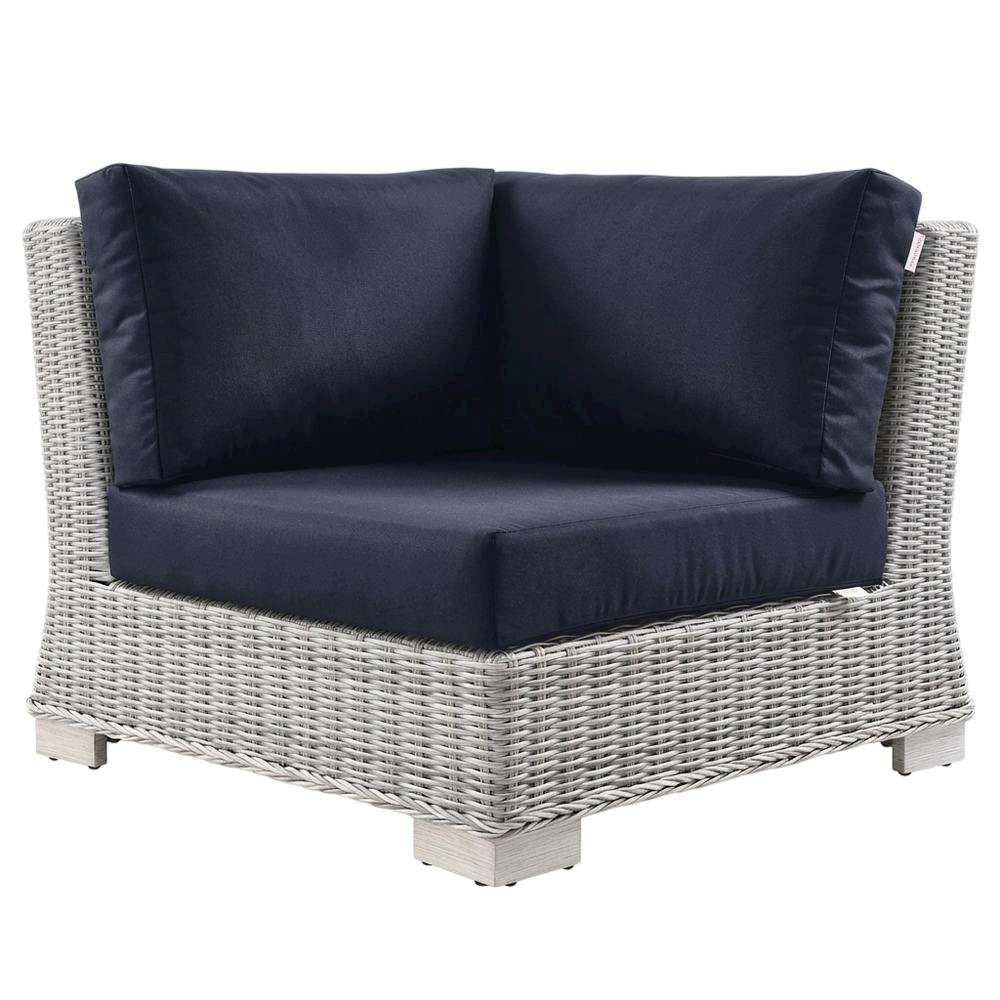 Outdoor Wicker Rattan Corner Chair For Patio Lounge Use