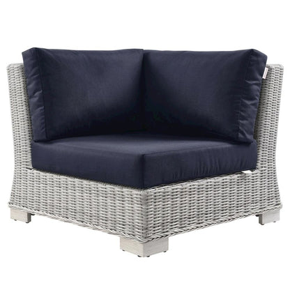 Outdoor Wicker Rattan Corner Chair For Patio Lounge Use