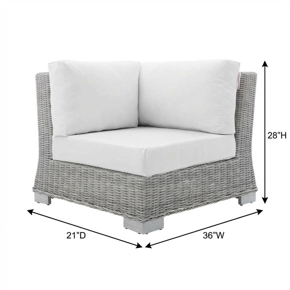 Outdoor Patio Wicker Rattan Corner Chair With Backrest And Seat Cushion
