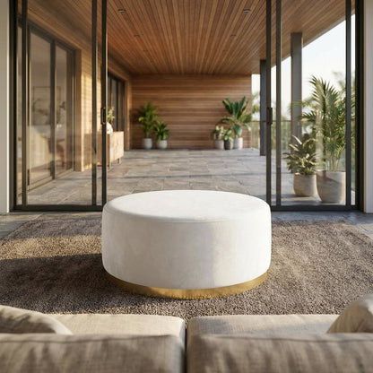 Velvet Ottoman with Upholstered Surface for Outdoor Living Space