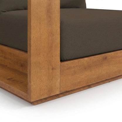 Outdoor Patio Acacia Wood Lounge Chair with Armrests and Comfort Seat