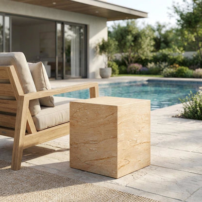 Square Concrete Side Table For Indoor And Outdoor Use With Modern Design
