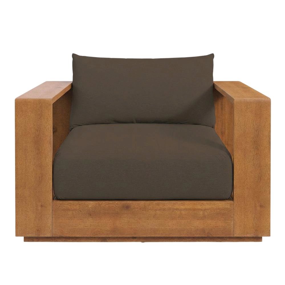 Outdoor Patio Acacia Wood Lounge Chair with Armrests and Comfort Seat