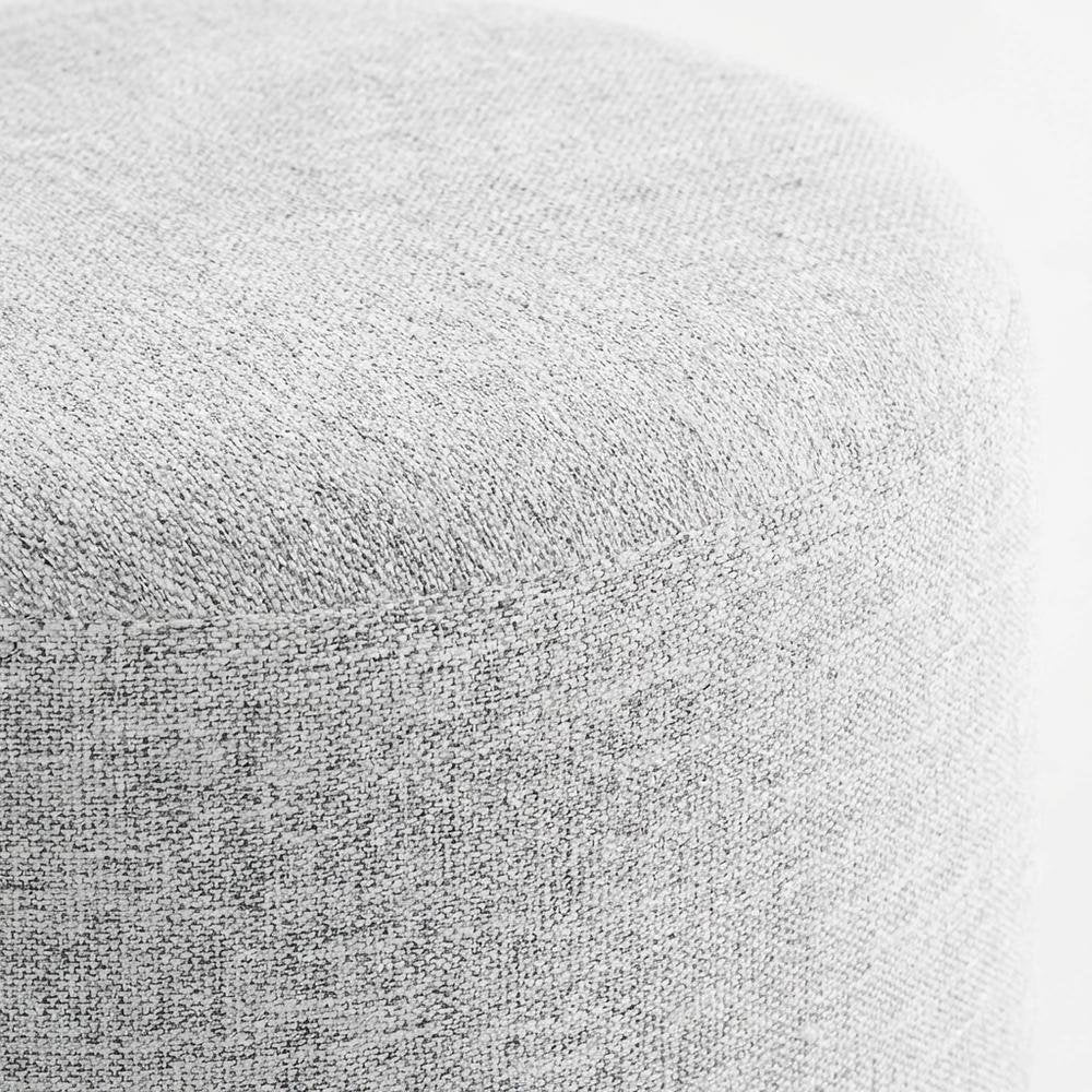 16" Round Heathered Fabric Upholstered Ottoman for Outdoor Living