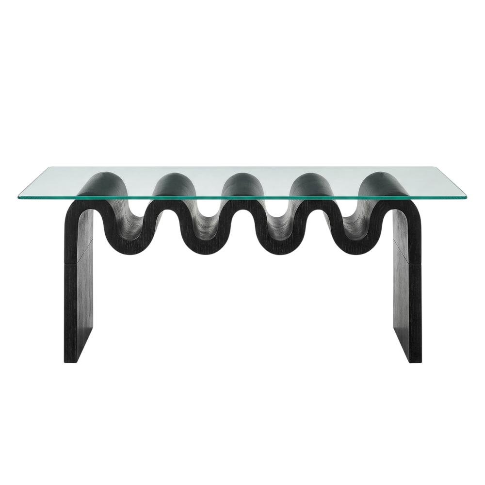 Rectangular Glass Top Coffee Table with Modern Design for Living Room