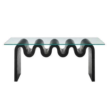 Rectangular Glass Top Coffee Table with Modern Design for Living Room