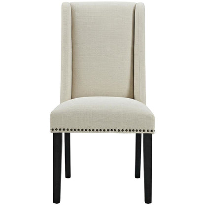 Fabric dining chair with backrest and cushioned seat, modern sturdy construction