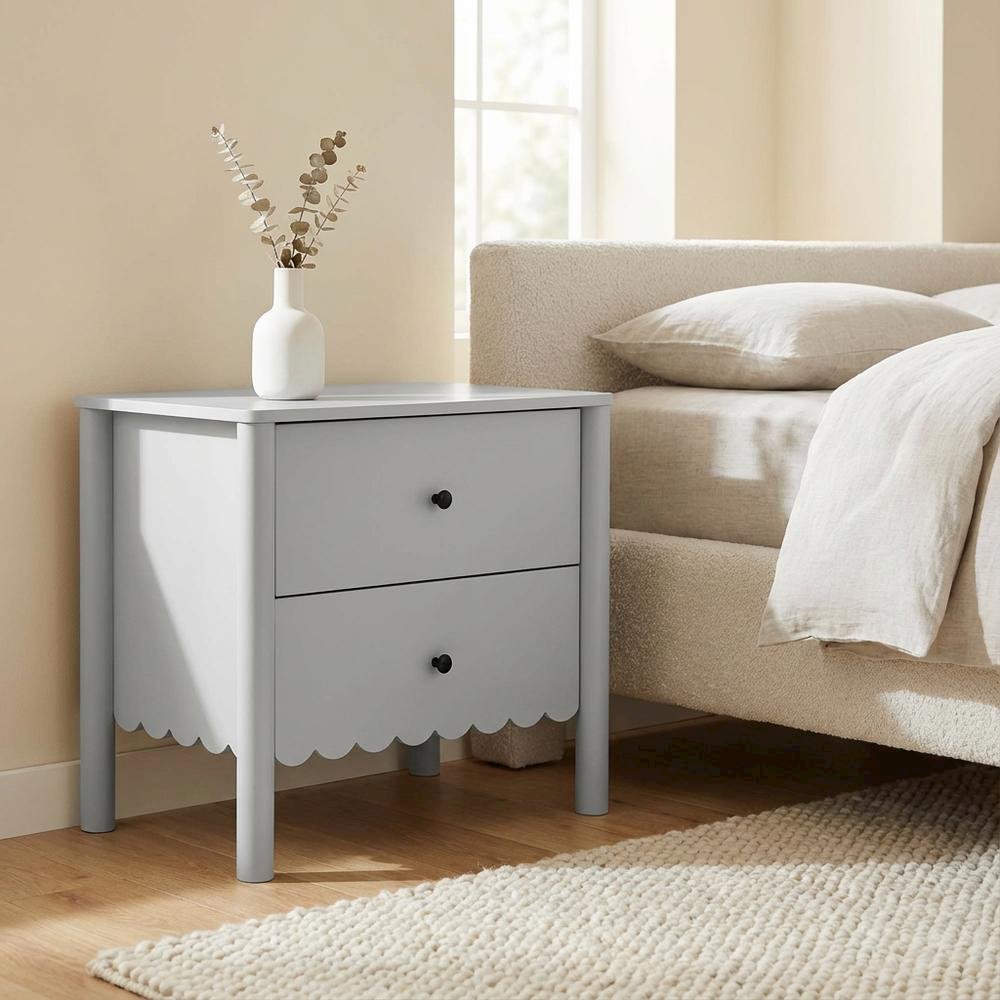 Nightstand with Two Drawers in Elegant Finish for Bedroom Storage