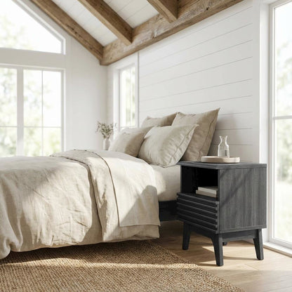 Nightstand in Gray Tone with Contemporary Design, Sturdy Base, Sleek Finish
