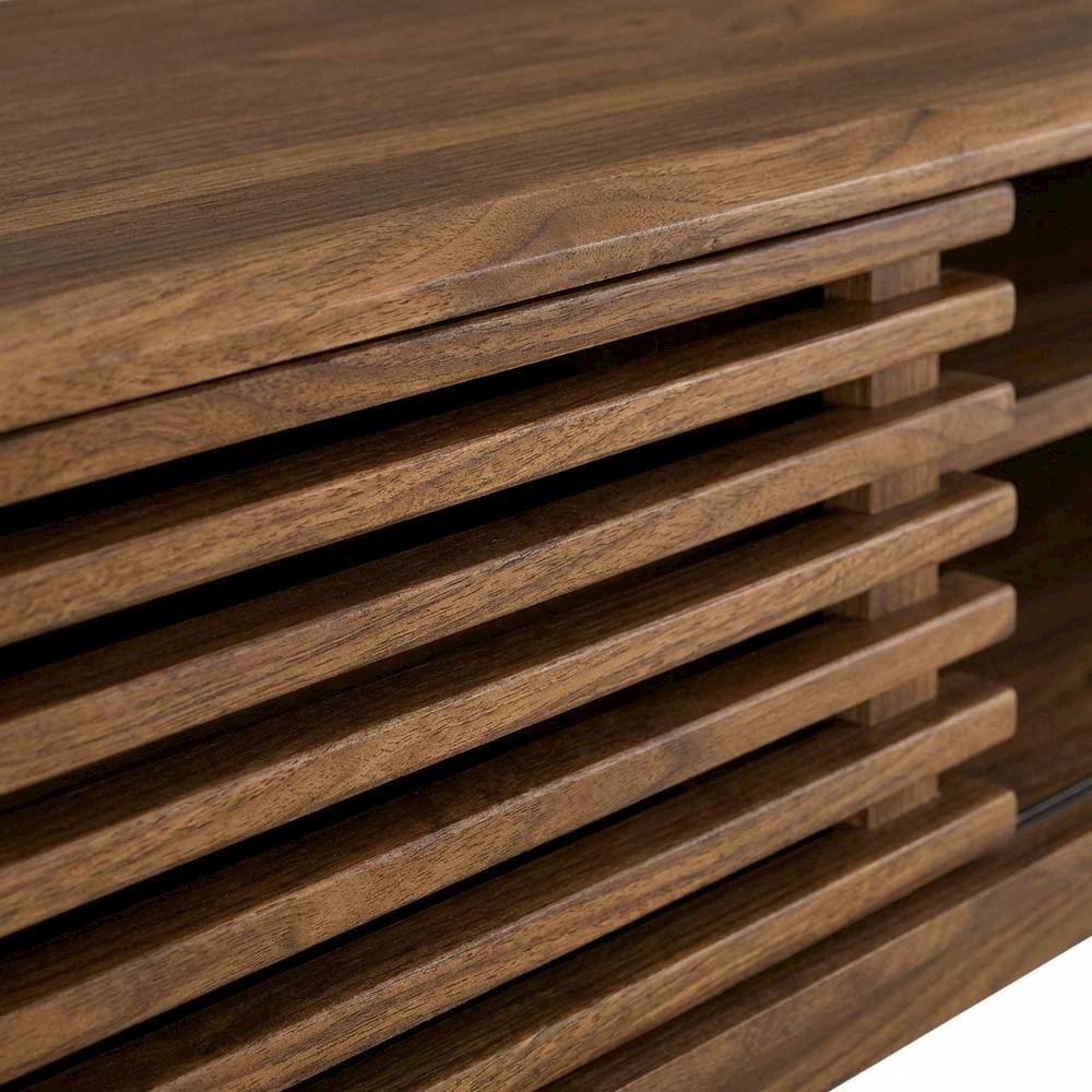 Wooden brown TV stand with 48-inch width and sleek design