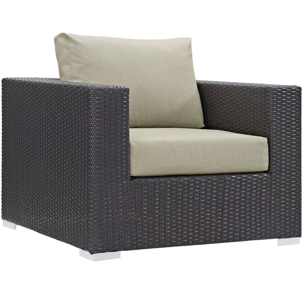 Outdoor Patio Armchair With Cushions And Armrests For Garden Lounge
