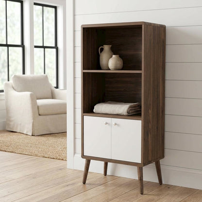 Wood Display Cabinet Bookshelf with Shelving Storage for Living Room
