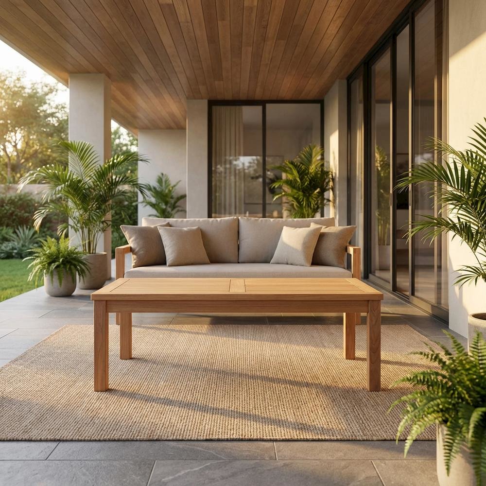Teak Outdoor Coffee Table With Rectangular Design And Durable Finish