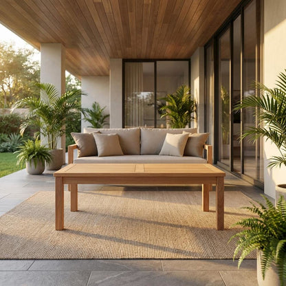 Teak Outdoor Coffee Table With Rectangular Design And Durable Finish