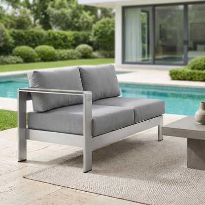 Outdoor Left-Arm Corner Sectional Sofa With Aluminum Frame And Cushioned Seating