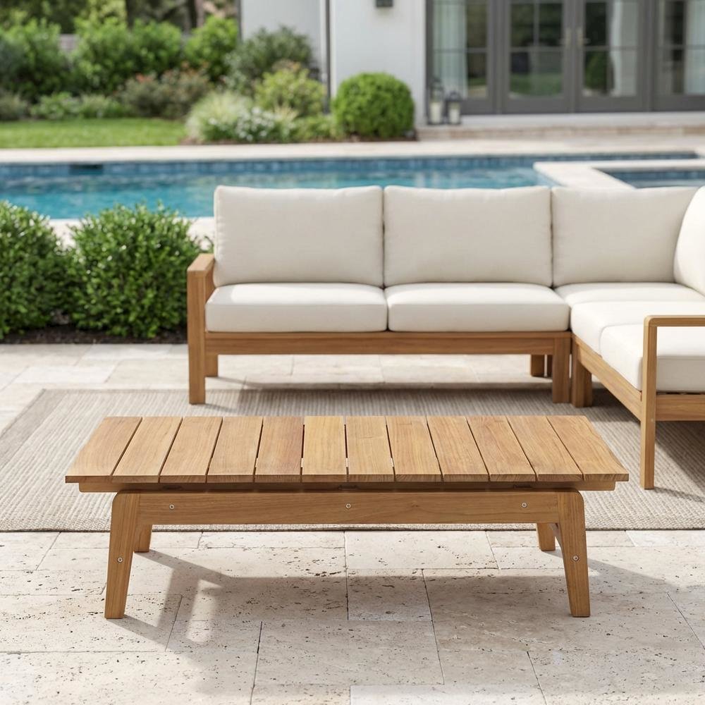 Teak Outdoor Coffee Table with Sleek Design and Durable Construction