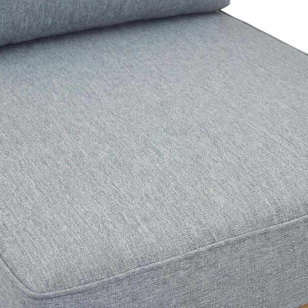 Outdoor Patio Teak Right-Facing Sofa With Cushioned Seat And Armrests